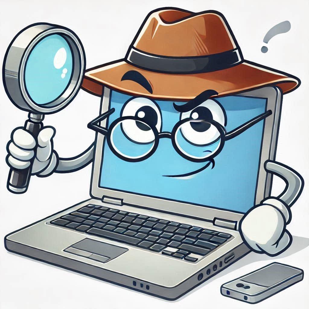 An AI generated image of a laptop detective