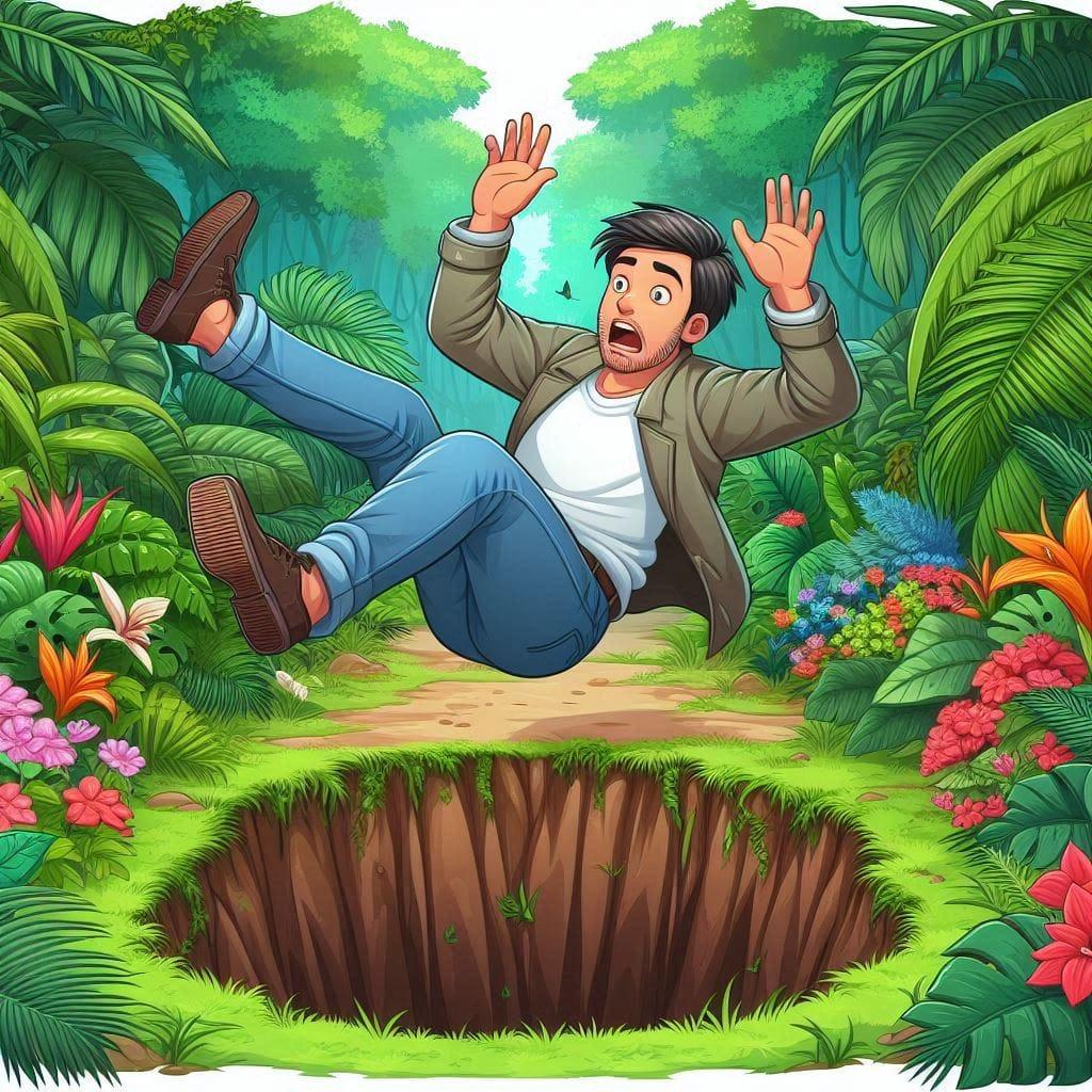 An image of a consumer falling into a trap.