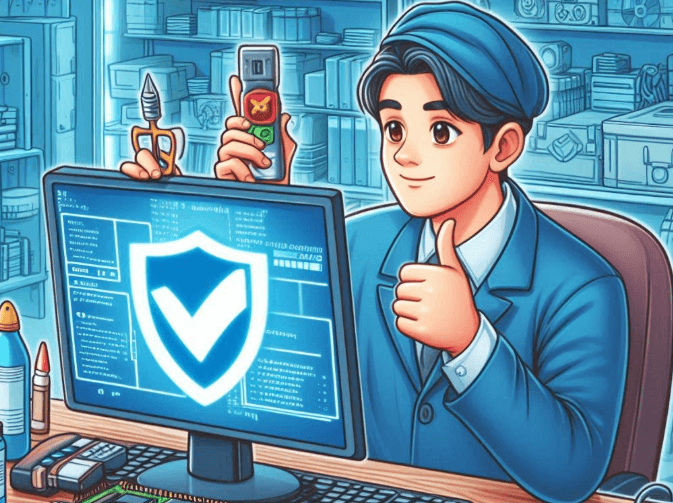 A man using a monitor