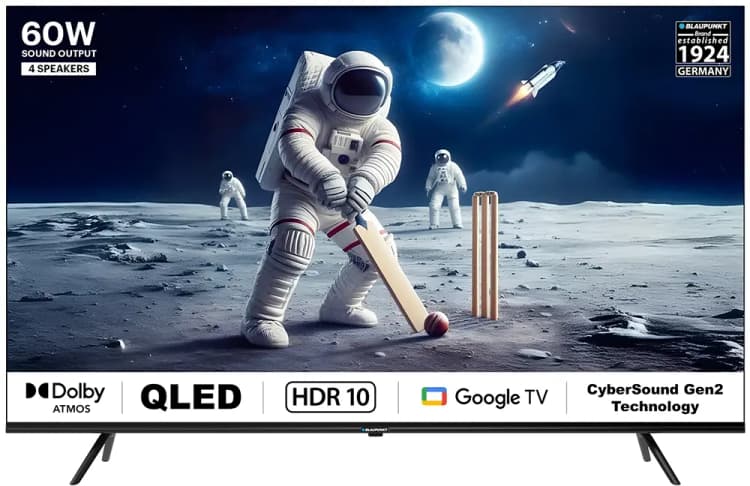 Immersive 4K HDR visuals on the Blaupunkt 43-inch QLED Google TV with bezel-less design.