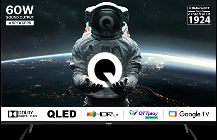 Blaupunkt 50-inch QLED – Bezel-less design with 4K clarity.