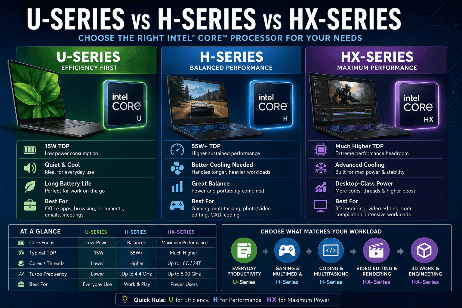 U-Series vs H-Series vs HX-Series CPU Guide