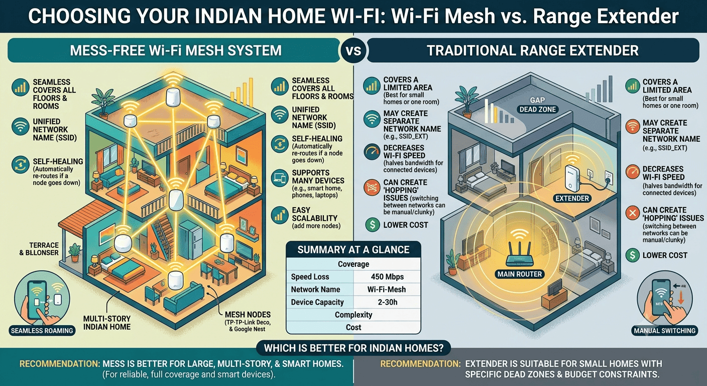 Wi-Fi Mesh vs Range Extender: Which Is Better for Indian Homes?
