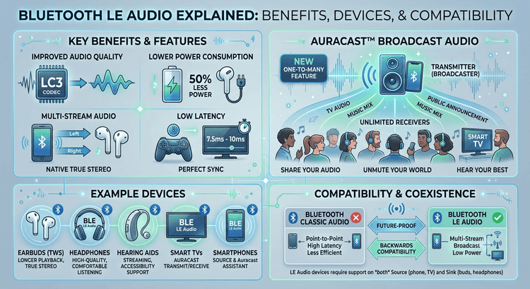 Bluetooth LE Audio Explained: Benefits, Devices, and Compatibility