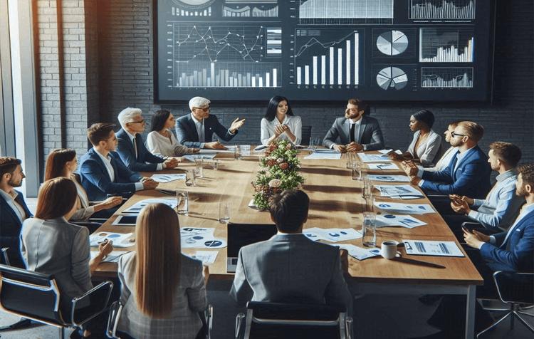 A Corporate meeting in a board room