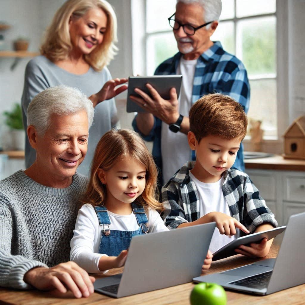 an image of grandparents having good time with grandchildren