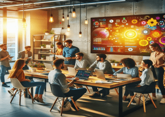 small group of users using laptops