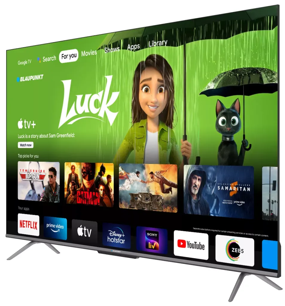 Powered by Android TV with Chromecast & Google Play Store support.