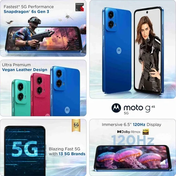 Moto G45 5G: 6.5” 120Hz display, Snapdragon 6s chip, 50MP dual camera